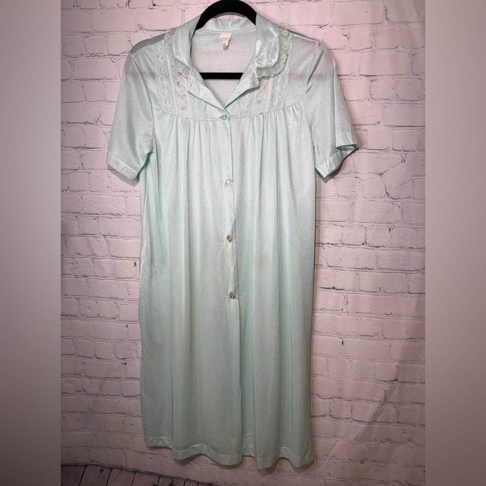 Vintage Philmaid size small mint green short robe